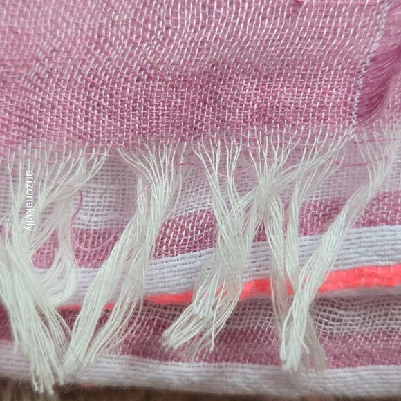 Oska Linen & Cotton Scarf Pink & White - Picture 10 of 13